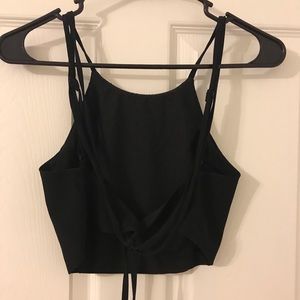 Black strappy back crop top